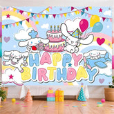 (7 Day Delivery) Sanrio Cinnamoroll Cartoon Dog Happy Birthday Backdrop For Kids